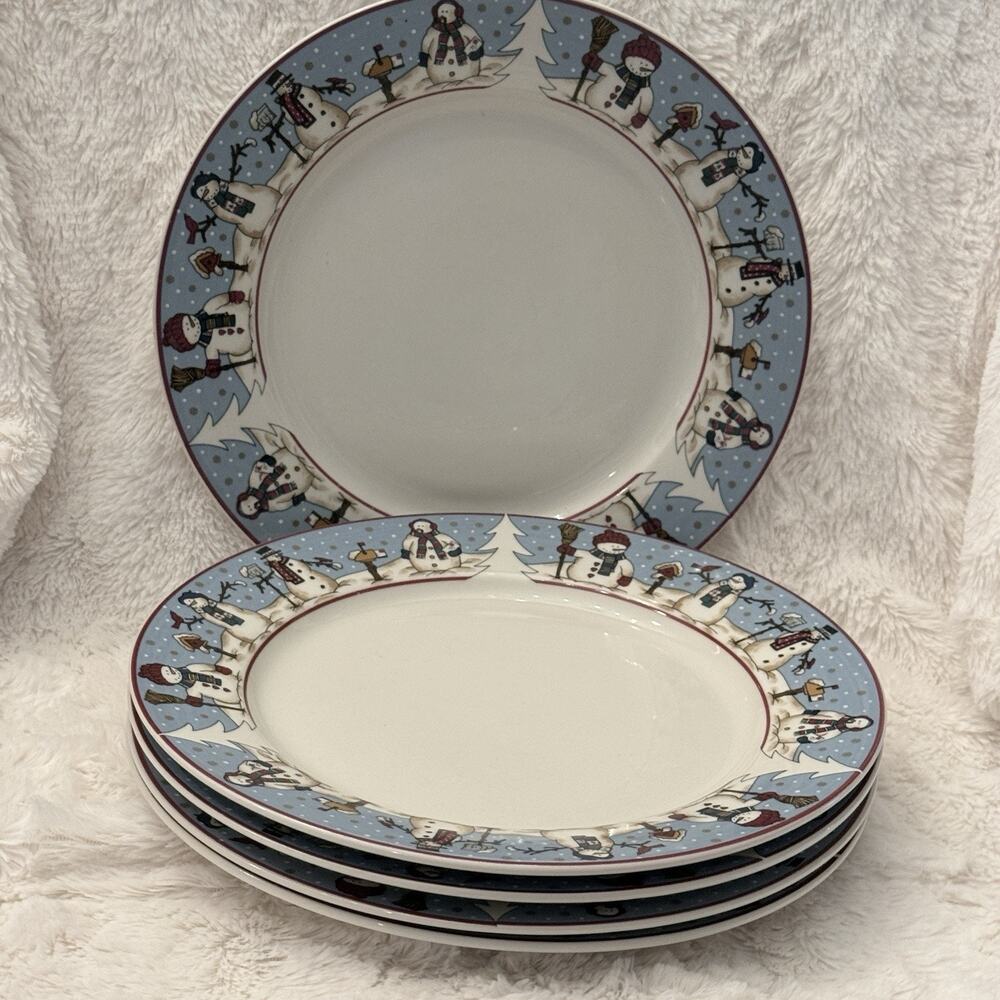 Set of 5 Vintage Snowmen Serenade II Dinner Plate MEIWA Christmas Snowman 1997
